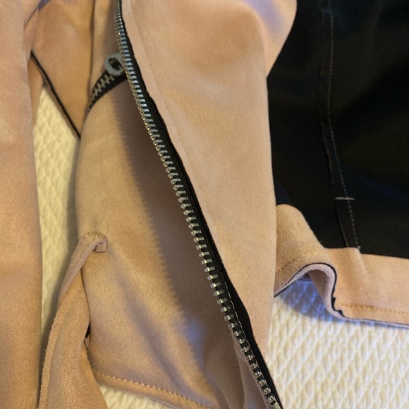 Biker Moto Cropped Jacket Faux Suede Saks Fifth Avenue - Picture 13 of 14